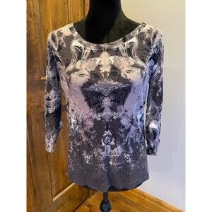 Nicole Miller New York Womens Size Large Pullover 3/4 Sleeve Top Blouse